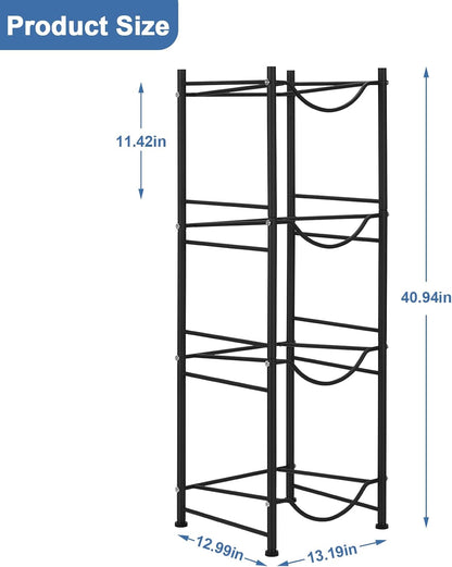 5 Gallon Water Bottle Jug Holder 4 Tier Heavy Duty Cooler Jug Storage Rack Detachable Bottle Organizer Shelf for Home, Kitchen, Office, Breakroom Space Save, Black