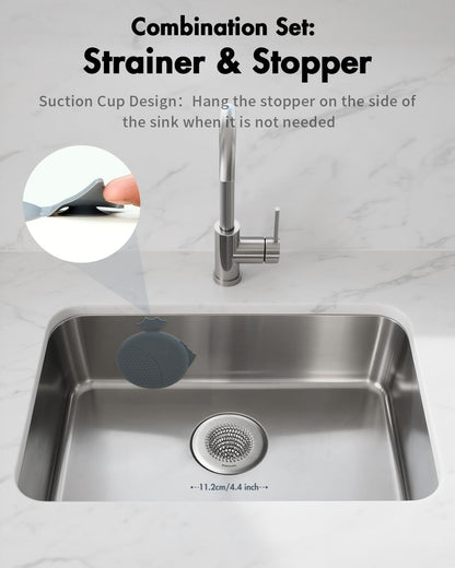 Kitchen Sink Drain Strainer,Patented Reversible Chain Mesh Basket Anti-Clog