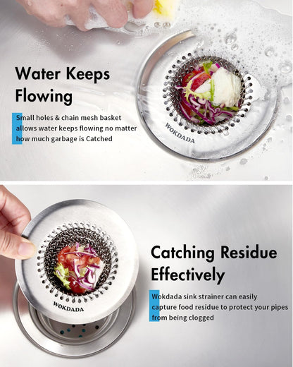 Kitchen Sink Drain Strainer,Patented Reversible Chain Mesh Basket Anti-Clog