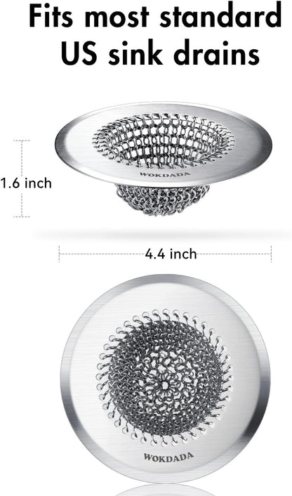 Kitchen Sink Drain Strainer,Patented Reversible Chain Mesh Basket Anti-Clog