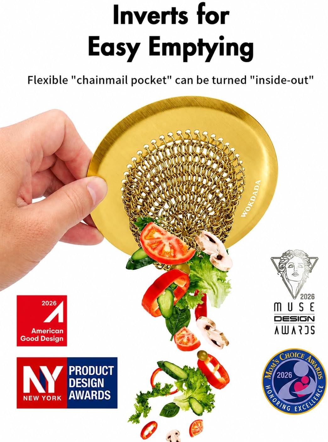 Kitchen Sink Drain Strainer,Patented Reversible Chain Mesh Basket Anti-Clog