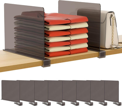 6 Pack Closet Organizers and Storage, Clear Shelf Dividers, Vertical Purse Organizer for Closet Perfect for Sweater, Shirts, Handbags in Bedroom and Kitchen, Acrylic Bookshelf for Organization