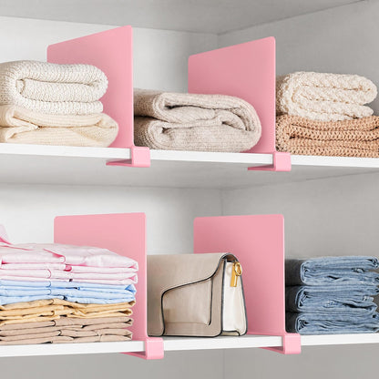 6 Pack Closet Organizers and Storage, Clear Shelf Dividers, Vertical Purse Organizer for Closet Perfect for Sweater, Shirts, Handbags in Bedroom and Kitchen, Acrylic Bookshelf for Organization