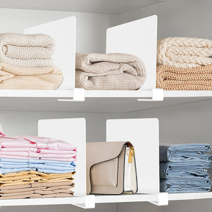 6 Pack Closet Organizers and Storage, Clear Shelf Dividers, Vertical Purse Organizer for Closet Perfect for Sweater, Shirts, Handbags in Bedroom and Kitchen, Acrylic Bookshelf for Organization