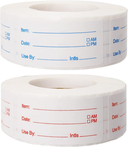 4 Rolls 1000 Pieces Removable Food Labels, 1 x 2 Inch | Date Stickers for Freezer, Refrigerator Food Containers - Easy to Write