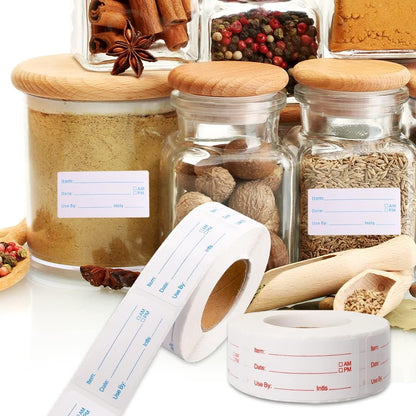 4 Rolls 1000 Pieces Removable Food Labels, 1 x 2 Inch | Date Stickers for Freezer, Refrigerator Food Containers - Easy to Write
