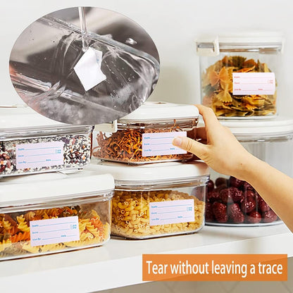 4 Rolls 1000 Pieces Removable Food Labels, 1 x 2 Inch | Date Stickers for Freezer, Refrigerator Food Containers - Easy to Write