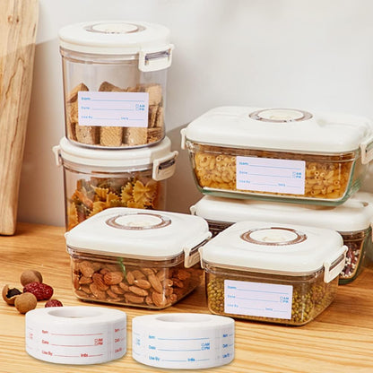 4 Rolls 1000 Pieces Removable Food Labels, 1 x 2 Inch | Date Stickers for Freezer, Refrigerator Food Containers - Easy to Write