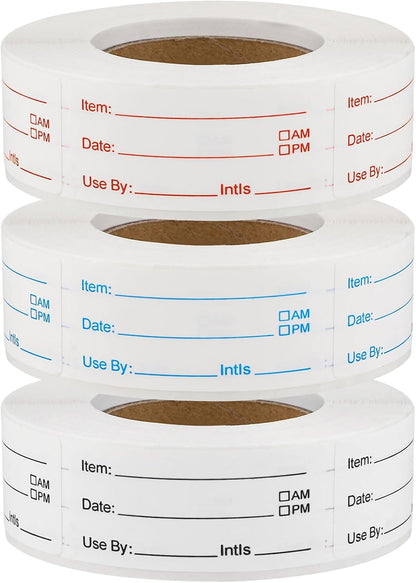 4 Rolls 1000 Pieces Removable Food Labels, 1 x 2 Inch | Date Stickers for Freezer, Refrigerator Food Containers - Easy to Write