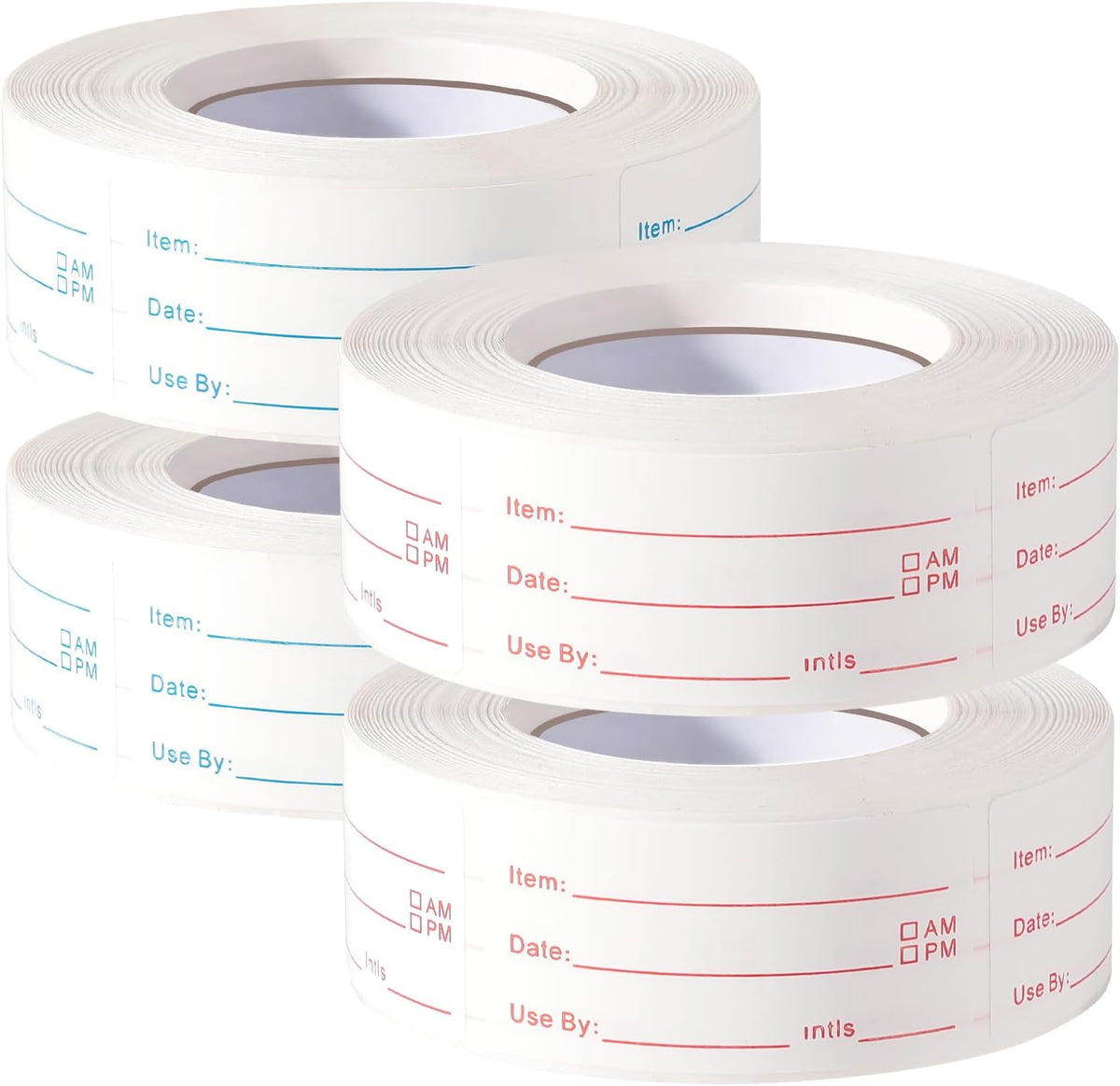 4 Rolls 1000 Pieces Removable Food Labels, 1 x 2 Inch | Date Stickers for Freezer, Refrigerator Food Containers - Easy to Write