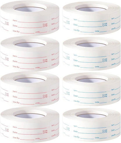 4 Rolls 1000 Pieces Removable Food Labels, 1 x 2 Inch | Date Stickers for Freezer, Refrigerator Food Containers - Easy to Write