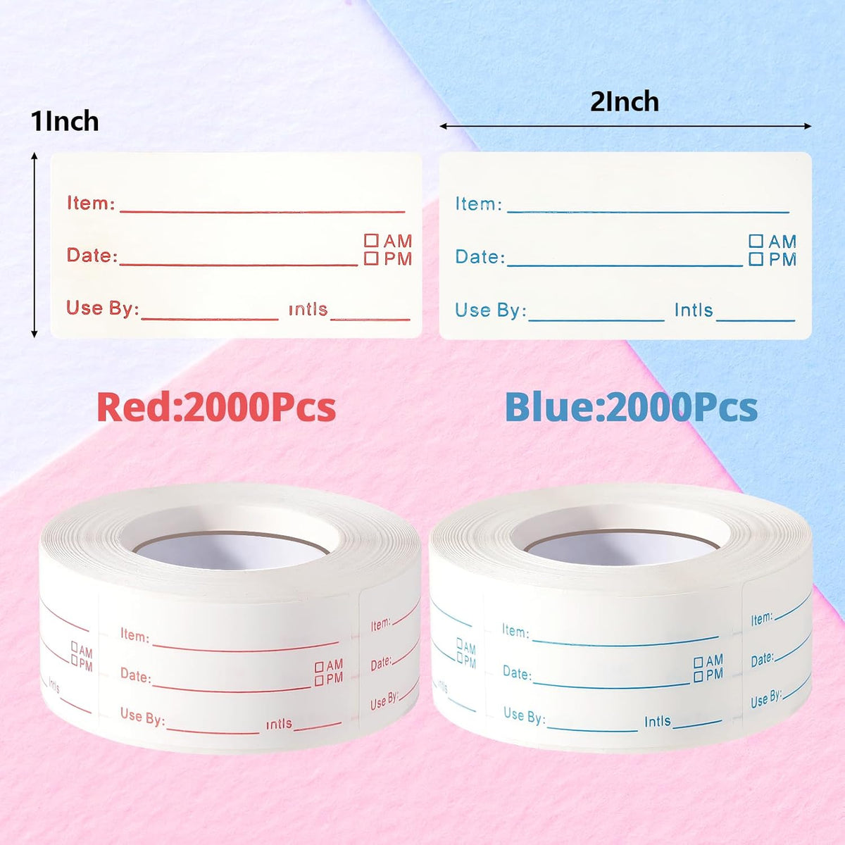 4 Rolls 1000 Pieces Removable Food Labels, 1 x 2 Inch | Date Stickers for Freezer, Refrigerator Food Containers - Easy to Write