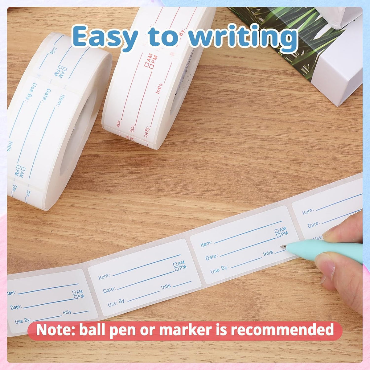 4 Rolls 1000 Pieces Removable Food Labels, 1 x 2 Inch | Date Stickers for Freezer, Refrigerator Food Containers - Easy to Write