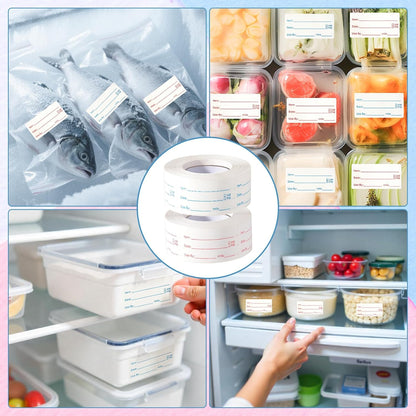 4 Rolls 1000 Pieces Removable Food Labels, 1 x 2 Inch | Date Stickers for Freezer, Refrigerator Food Containers - Easy to Write