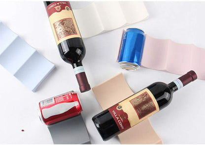 Wine Rack Countertops Display Stand Storage Bottle Holder Jar Fridge Shelf Home European Style Anti Slip Durable Organizer Space Savings (Color:Ligh Blue, 1 PC)