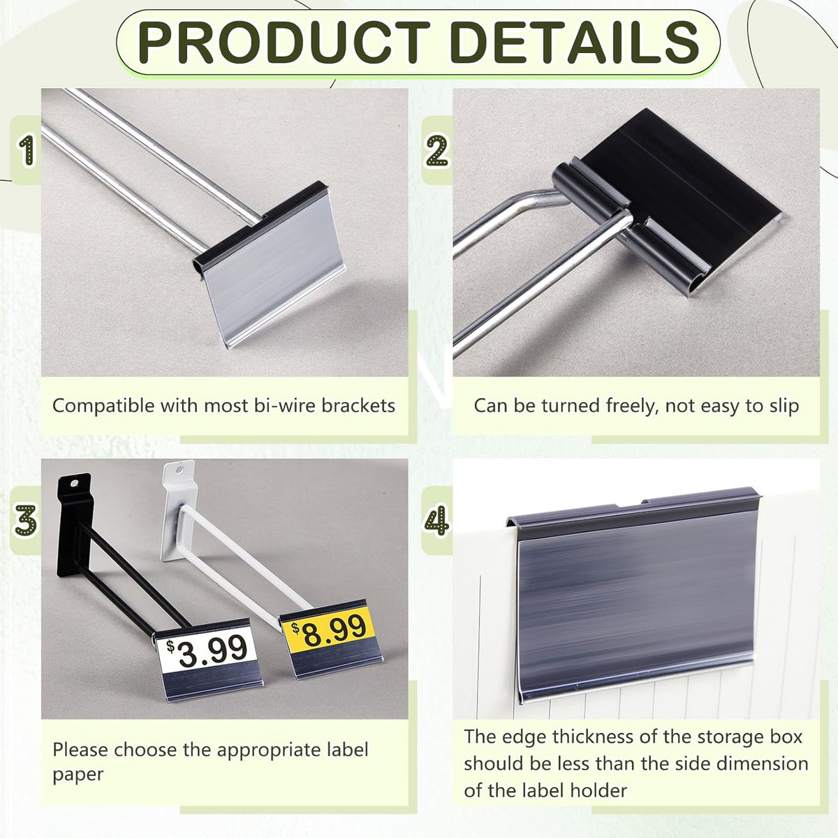 200 Pcs Reusable Plastic Wire Shelf Label Holders, Price Card Sign for Pantry Retail Supermarket Merchandise Shopping Mall Shop Ticket Display Holder Clip on Design, 2.36" L x 1.65" H (Clear)