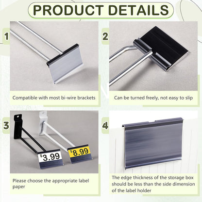 200 Pcs Reusable Plastic Wire Shelf Label Holders, Price Card Sign for Pantry Retail Supermarket Merchandise Shopping Mall Shop Ticket Display Holder Clip on Design, 2.36" L x 1.65" H (Clear)