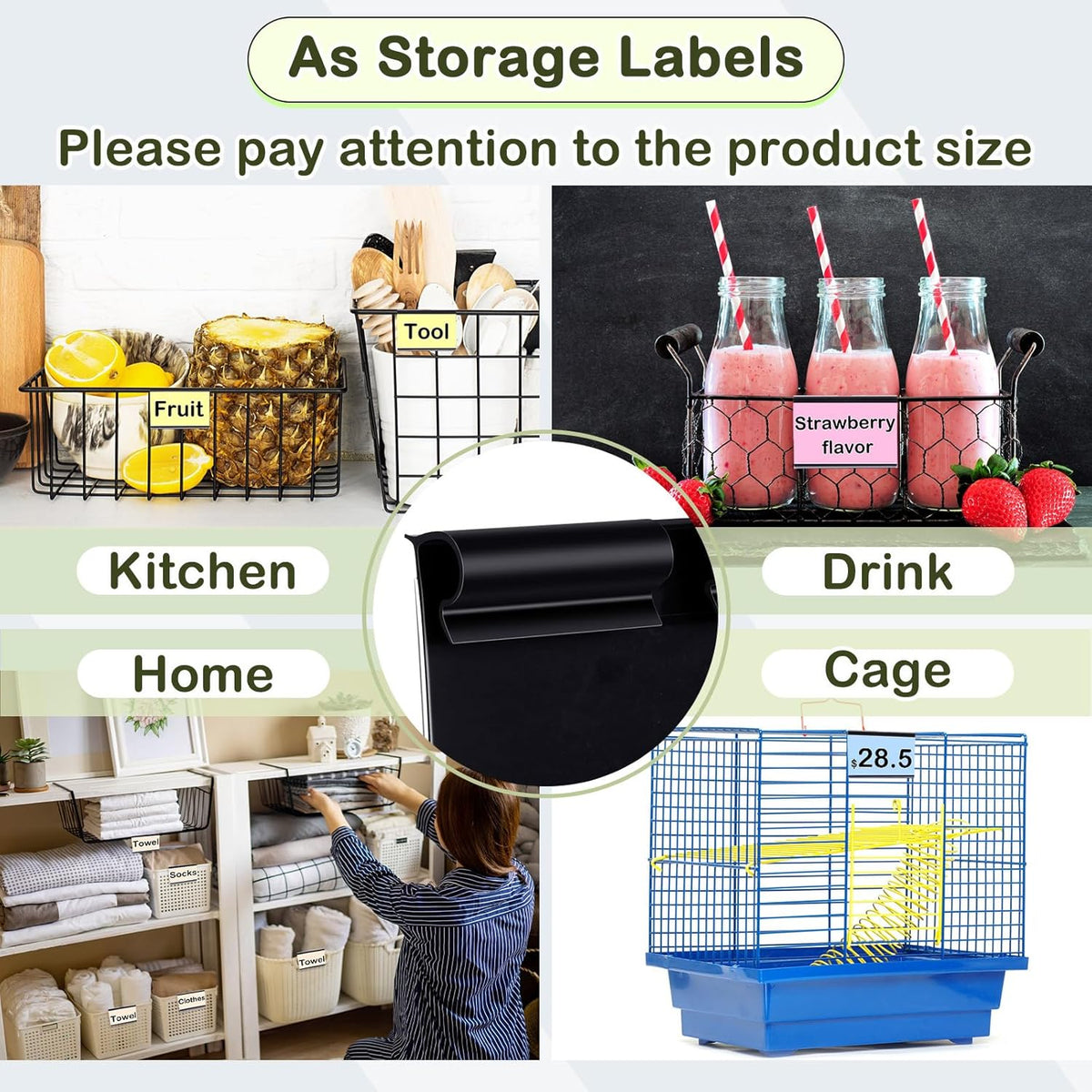 200 Pcs Reusable Plastic Wire Shelf Label Holders, Price Card Sign for Pantry Retail Supermarket Merchandise Shopping Mall Shop Ticket Display Holder Clip on Design, 2.36" L x 1.65" H (Clear)