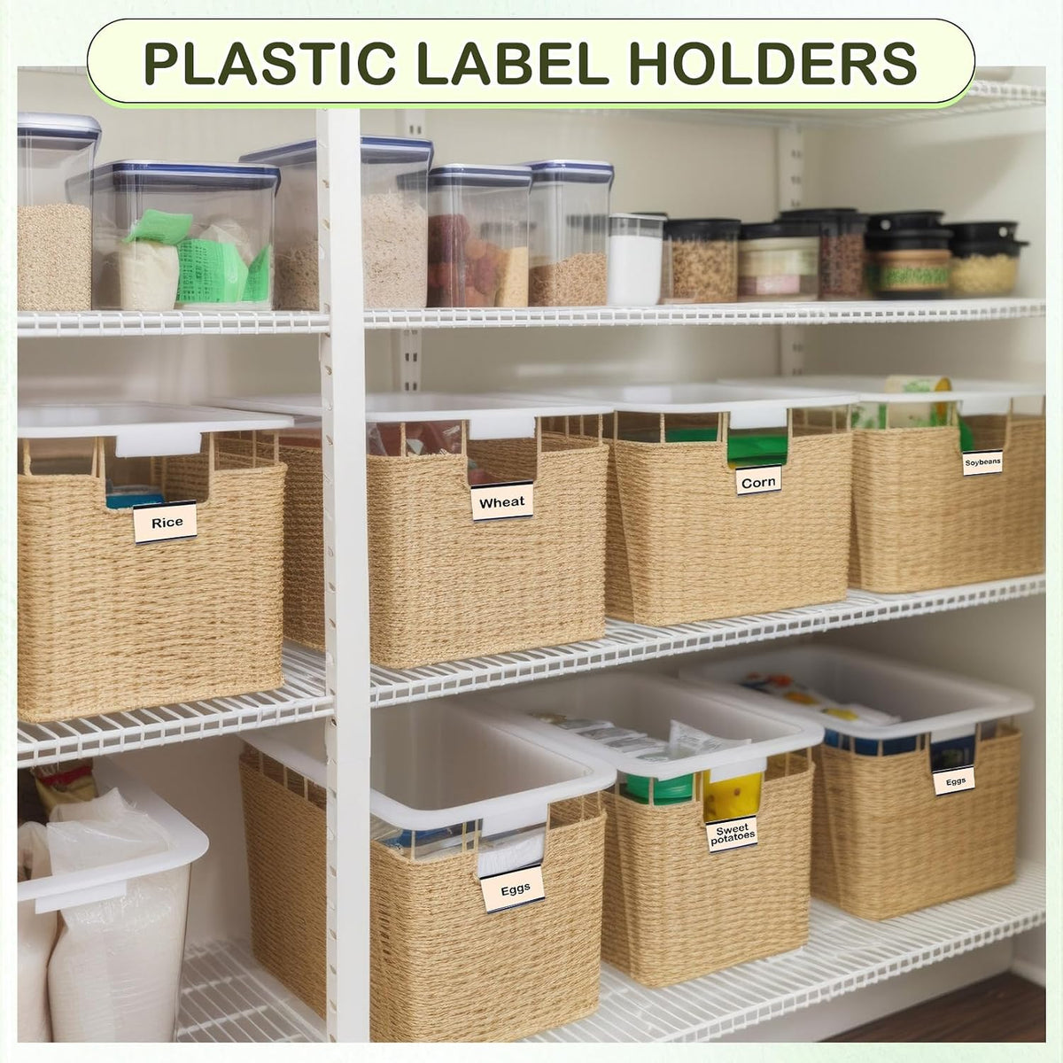 200 Pcs Reusable Plastic Wire Shelf Label Holders, Price Card Sign for Pantry Retail Supermarket Merchandise Shopping Mall Shop Ticket Display Holder Clip on Design, 2.36" L x 1.65" H (Clear)