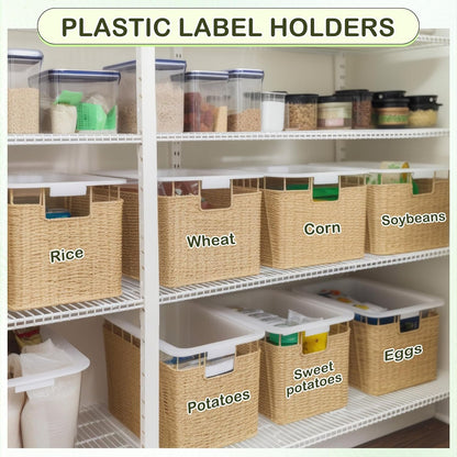 200 Pcs Reusable Plastic Wire Shelf Label Holders, Price Card Sign for Pantry Retail Supermarket Merchandise Shopping Mall Shop Ticket Display Holder Clip on Design, 2.36" L x 1.65" H (Clear)