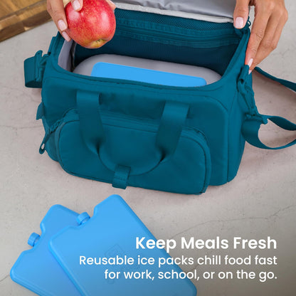 Chillers Ice Packs: Slim, Reusable Quick-Freeze Cooling Design Keeps Food Fresh in Lunch Boxes, Bags, & Coolers for Work, College, Camping, & More; Easy to Clean & Chills Fast; 4-Pack (Blue)