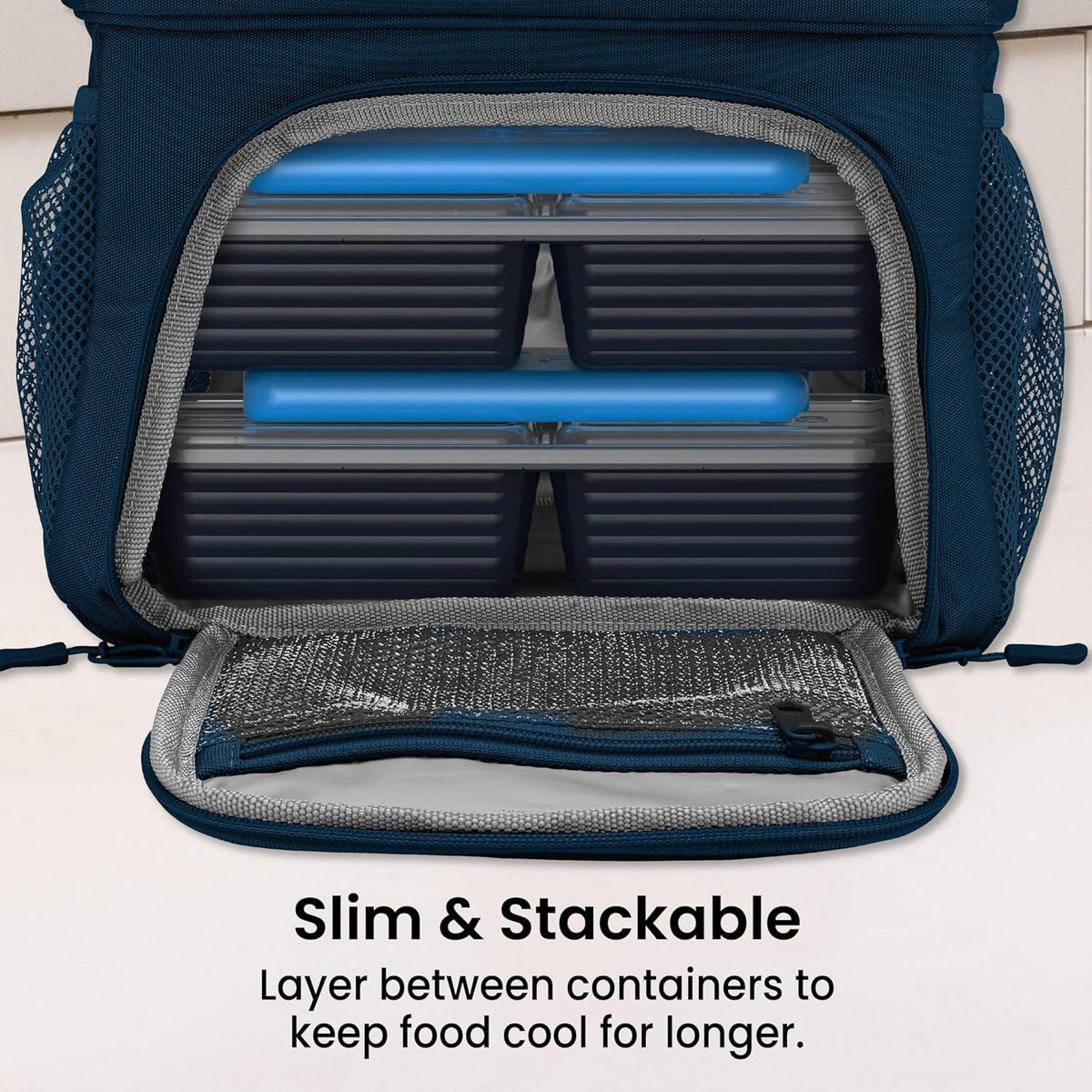 Chillers Ice Packs: Slim, Reusable Quick-Freeze Cooling Design Keeps Food Fresh in Lunch Boxes, Bags, & Coolers for Work, College, Camping, & More; Easy to Clean & Chills Fast; 4-Pack (Blue)