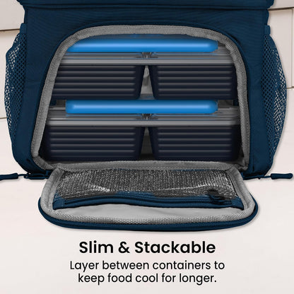Chillers Ice Packs: Slim, Reusable Quick-Freeze Cooling Design Keeps Food Fresh in Lunch Boxes, Bags, & Coolers for Work, College, Camping, & More; Easy to Clean & Chills Fast; 4-Pack (Blue)