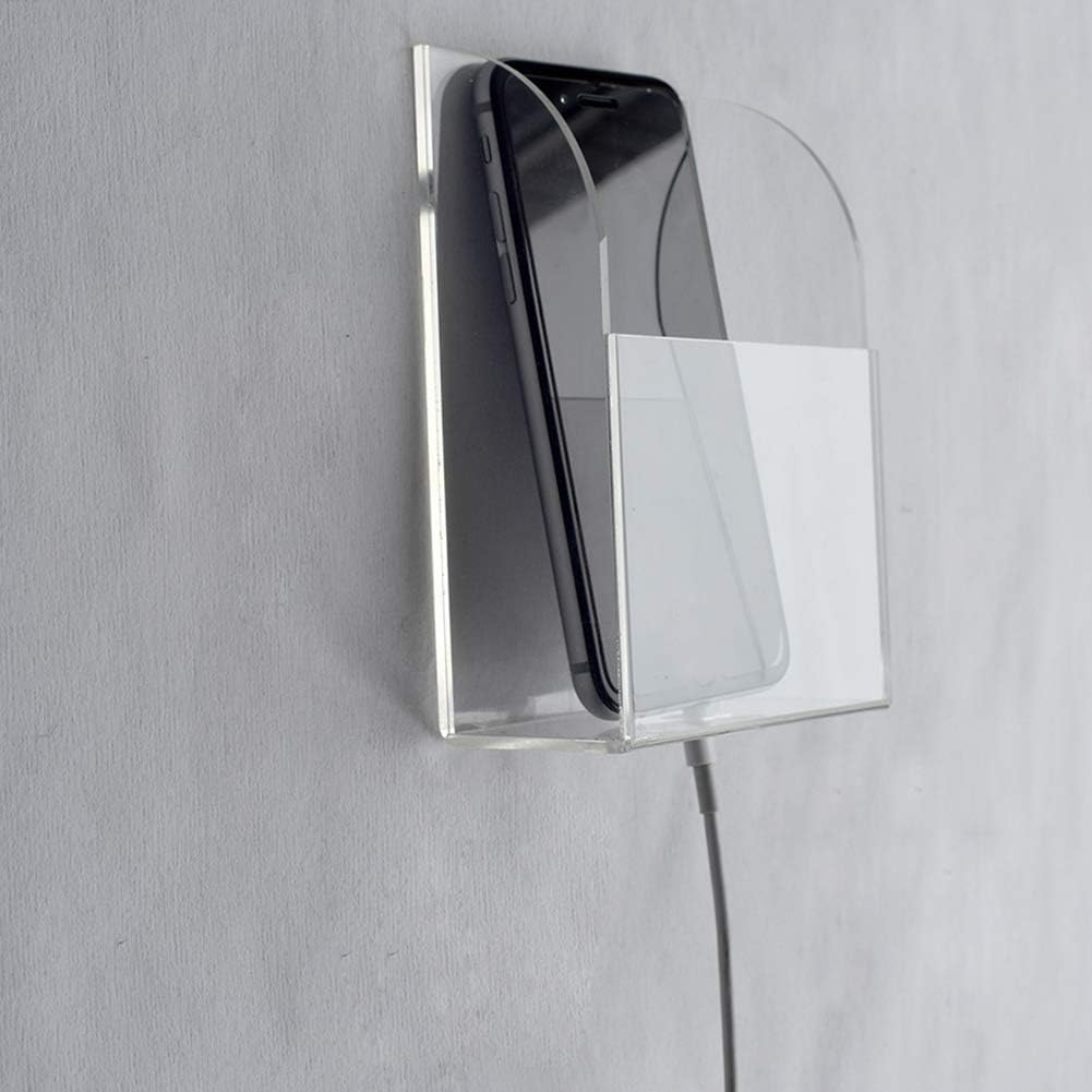Clear Wall Mounted Charging Phone Holder Smart Phone Station TV Remote Control Holder Wall Box (3 Holes)
