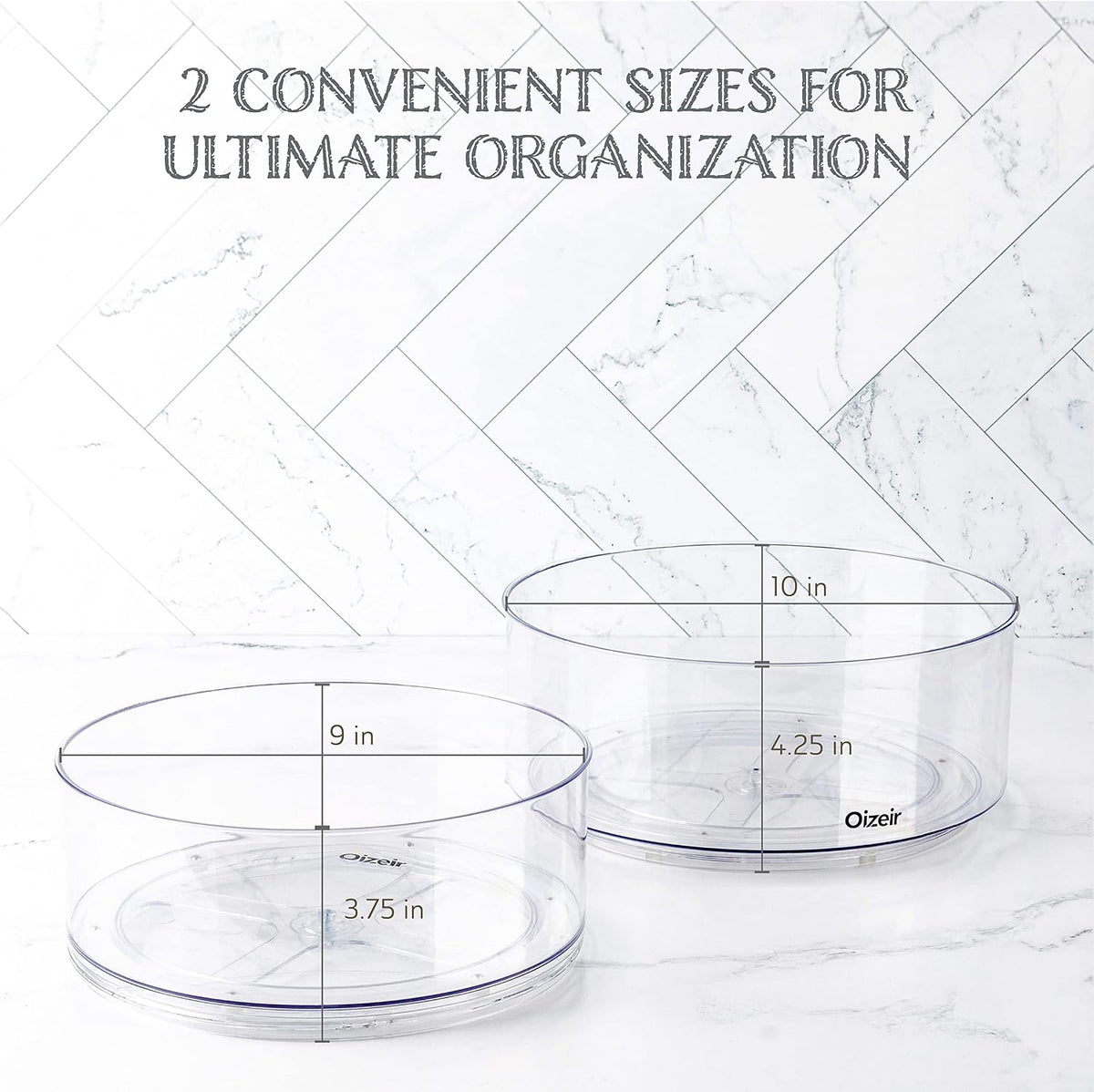 Lazy Susan Turntable - Clear Acrylic, Removable Sections, Rotates 360 Degrees. Easily Organize Your Fridge, Cabinet or Counter. Great Carousel Storage for Food, Spices, Cosmetics. (4-Sections)