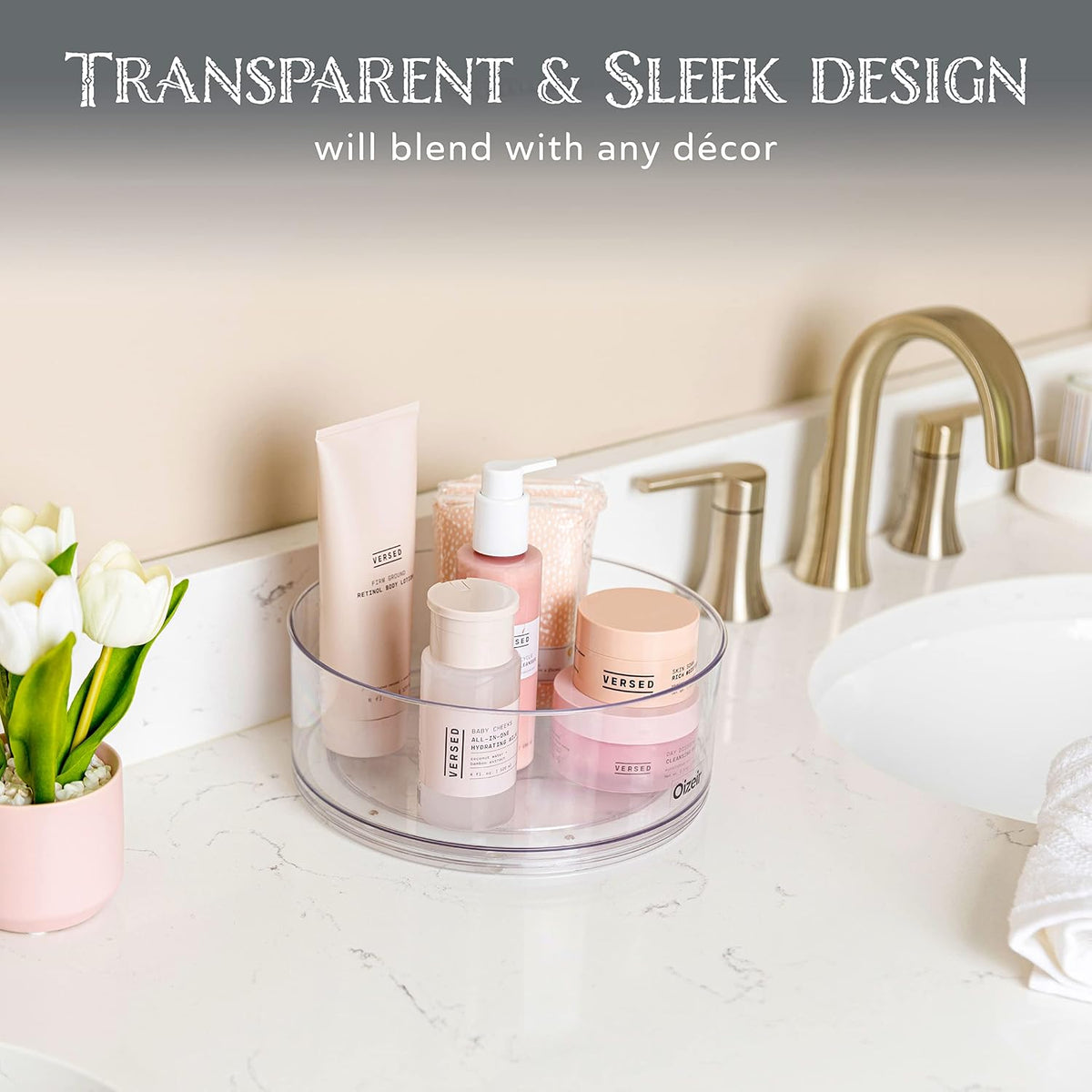 Lazy Susan Turntable - Clear Acrylic, Removable Sections, Rotates 360 Degrees. Easily Organize Your Fridge, Cabinet or Counter. Great Carousel Storage for Food, Spices, Cosmetics. (4-Sections)