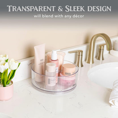 Lazy Susan Turntable - Clear Acrylic, Removable Sections, Rotates 360 Degrees. Easily Organize Your Fridge, Cabinet or Counter. Great Carousel Storage for Food, Spices, Cosmetics. (4-Sections)