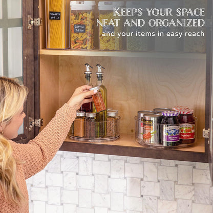 Lazy Susan Turntable - Clear Acrylic, Removable Sections, Rotates 360 Degrees. Easily Organize Your Fridge, Cabinet or Counter. Great Carousel Storage for Food, Spices, Cosmetics. (4-Sections)