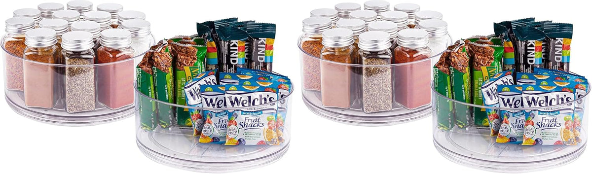 Lazy Susan Turntable - Clear Acrylic, Removable Sections, Rotates 360 Degrees. Easily Organize Your Fridge, Cabinet or Counter. Great Carousel Storage for Food, Spices, Cosmetics. (4-Sections)