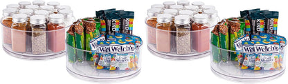 Lazy Susan Turntable - Clear Acrylic, Removable Sections, Rotates 360 Degrees. Easily Organize Your Fridge, Cabinet or Counter. Great Carousel Storage for Food, Spices, Cosmetics. (4-Sections)