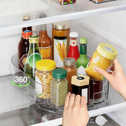 360° Rotating Lazy Susan for Refrigerator, Lazy Susan Organizer for Refrigerator - Rotating Storage Tray for Kitchen Cabinets, Bathroom, Desk, Space-Saving Organizer (Clear)