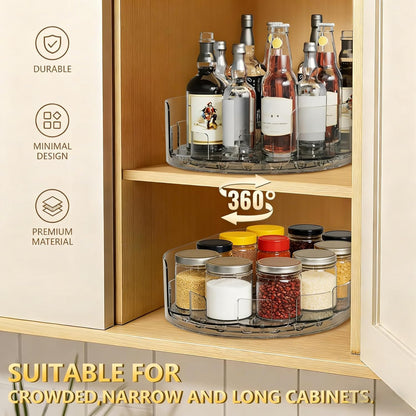 360° Rotating Lazy Susan for Refrigerator, Lazy Susan Organizer for Refrigerator - Rotating Storage Tray for Kitchen Cabinets, Bathroom, Desk, Space-Saving Organizer (Clear)