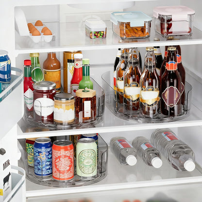360° Rotating Lazy Susan for Refrigerator, Lazy Susan Organizer for Refrigerator - Rotating Storage Tray for Kitchen Cabinets, Bathroom, Desk, Space-Saving Organizer (Clear)