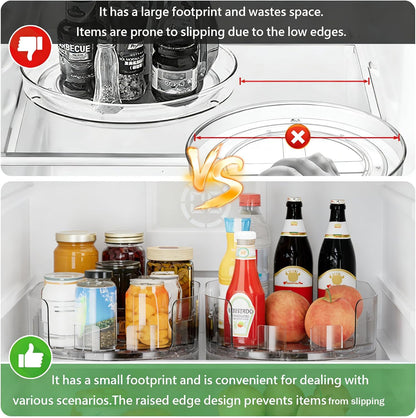 360° Rotating Lazy Susan for Refrigerator, Lazy Susan Organizer for Refrigerator - Rotating Storage Tray for Kitchen Cabinets, Bathroom, Desk, Space-Saving Organizer (Clear)