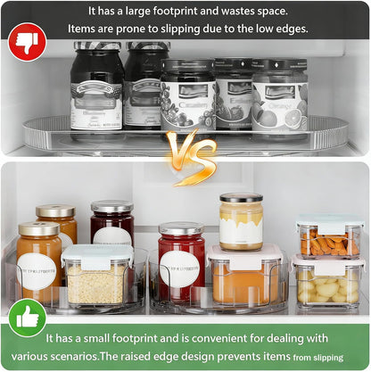 360° Rotating Lazy Susan for Refrigerator, Lazy Susan Organizer for Refrigerator - Rotating Storage Tray for Kitchen Cabinets, Bathroom, Desk, Space-Saving Organizer (Clear)
