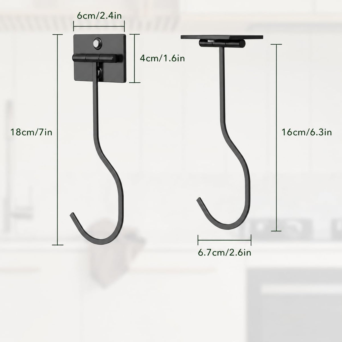 Adhesive Banana Hook Under Cabinet, Under Counter Banana Hanger, Black