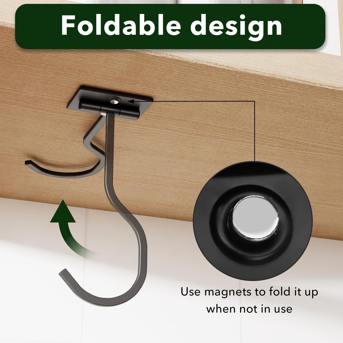 Adhesive Banana Hook Under Cabinet, Under Counter Banana Hanger, Black