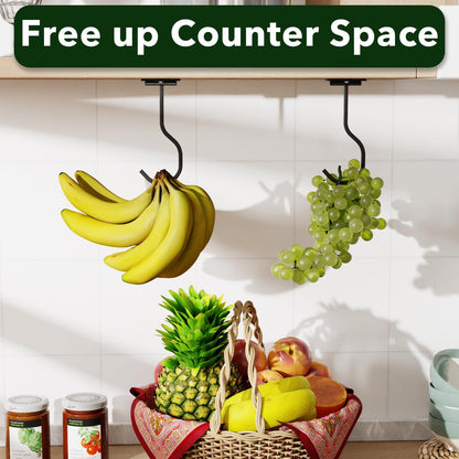 Adhesive Banana Hook Under Cabinet, Under Counter Banana Hanger, Black