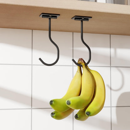 Adhesive Banana Hook Under Cabinet, Under Counter Banana Hanger, Black