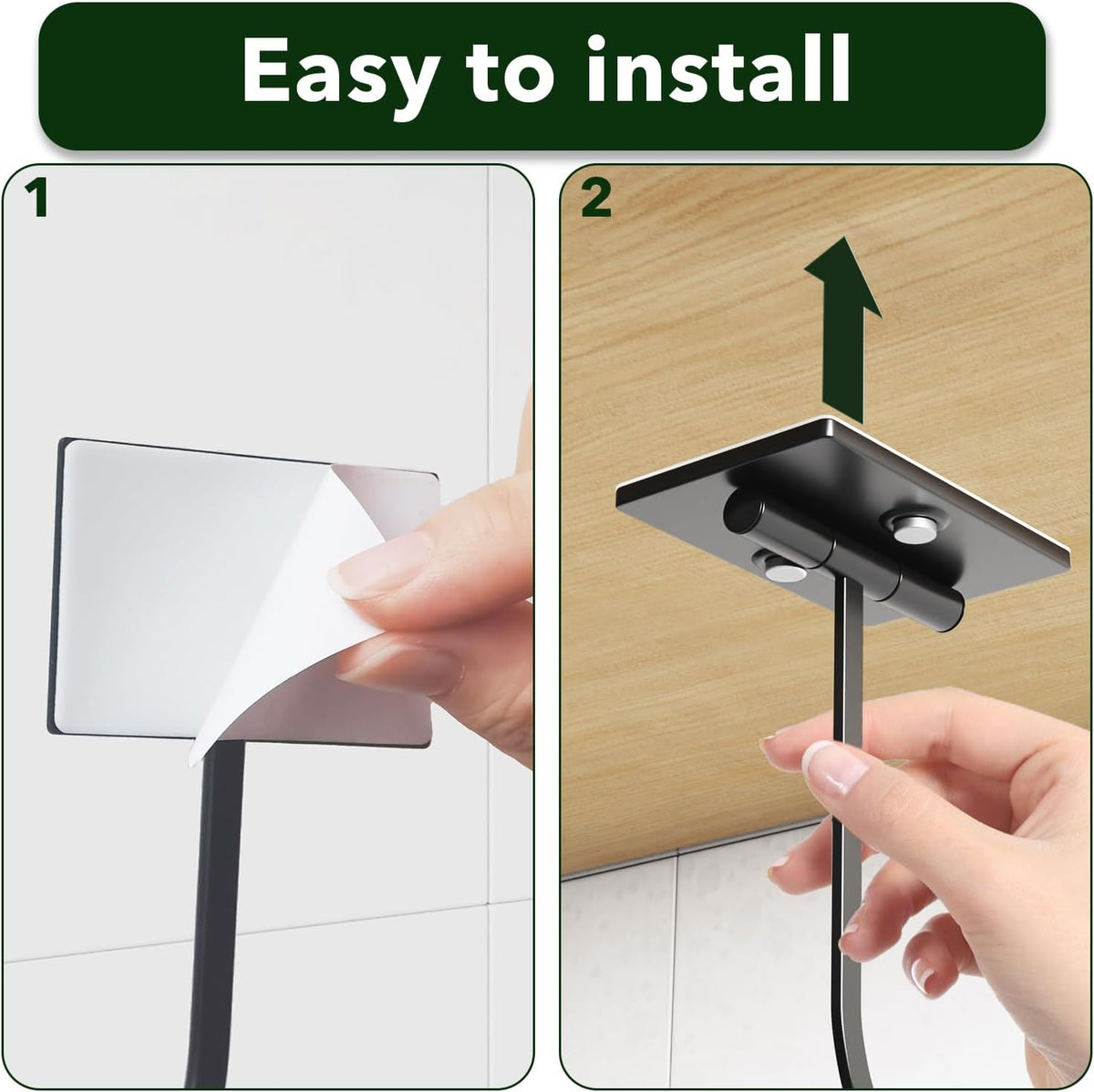 Adhesive Banana Hook Under Cabinet, Under Counter Banana Hanger, Black