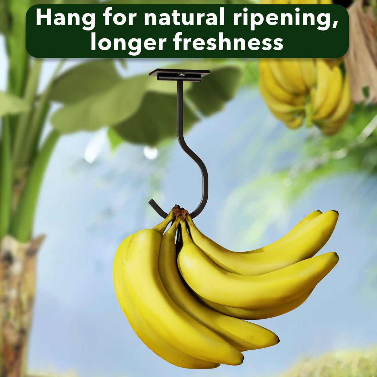 Adhesive Banana Hook Under Cabinet, Under Counter Banana Hanger, Black
