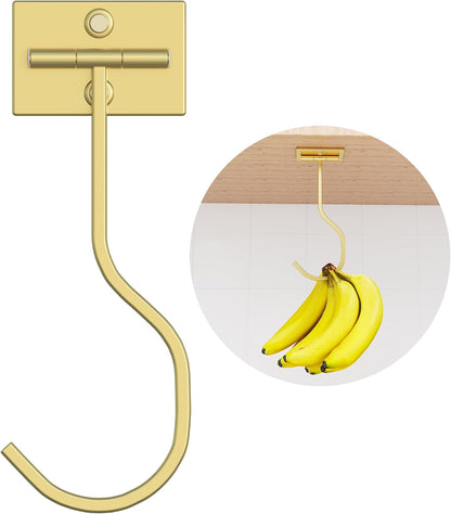Adhesive Banana Hook Under Cabinet, Under Counter Banana Hanger, Black