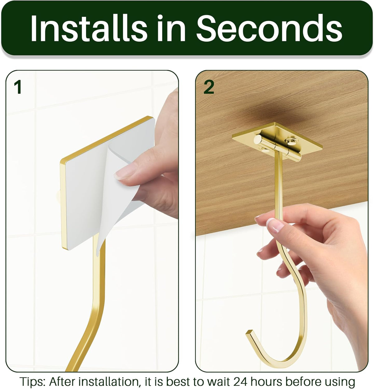 Adhesive Banana Hook Under Cabinet, Under Counter Banana Hanger, Black