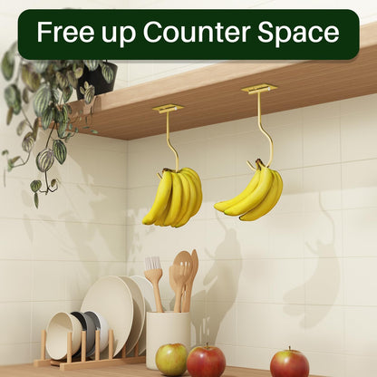 Adhesive Banana Hook Under Cabinet, Under Counter Banana Hanger, Black
