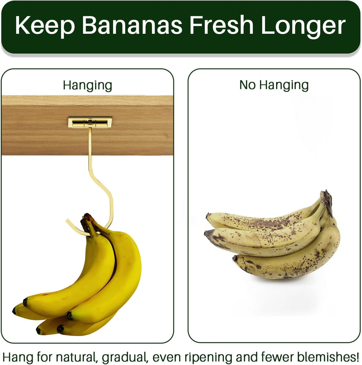 Adhesive Banana Hook Under Cabinet, Under Counter Banana Hanger, Black