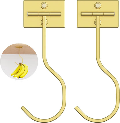 Adhesive Banana Hook Under Cabinet, Under Counter Banana Hanger, Black
